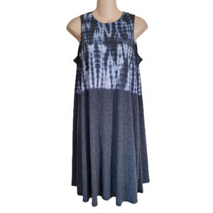 Sonoma Tie Dye Blue Gray White Casual Sleeveless Tank Dress Size Women Small